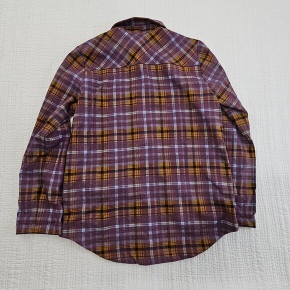 Mystree Shacket Women's Small Purple Brown Long Sleeve Snaps EUC LN Heavy Task - Picture 15 of 16